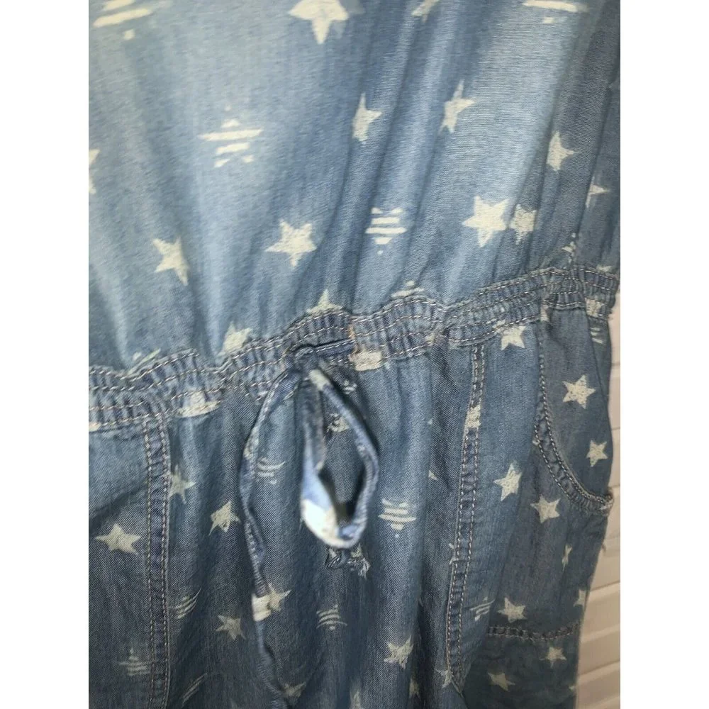 NWT SONOMA Goods For Life Sz MEDIUM Shirt Dress Chambray Denim Stars Pockets - Picture 5 of 12